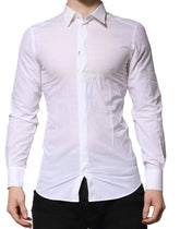 Dolce & Gabbana White Cotton GOLD Long Sleeves Formal Shirt - IT43 | 2XL - Shirts