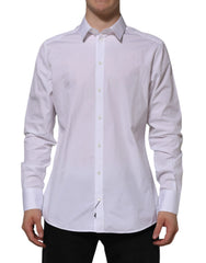 Dolce & Gabbana White Cotton GOLD Long Sleeves Formal Shirt - IT43 | 2XL - Shirts