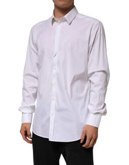 Dolce & Gabbana White Cotton GOLD Long Sleeves Formal Shirt - IT43 | 2XL - Shirts