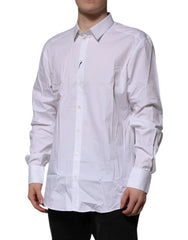 Dolce & Gabbana White Cotton GOLD Long Sleeves Formal Shirt - IT45 | 3XL - Shirts