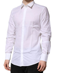 Dolce & Gabbana White Cotton GOLD Long Sleeves Formal Shirt - Shirts