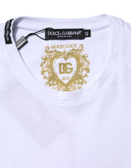 Dolce & Gabbana White Cotton Goodluck 2023 Crew Neck T-shirt - T-Shirts