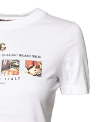 Dolce & Gabbana White Cotton Graphic Print Crew Neck T-shirt - IT40|S - T-Shirts