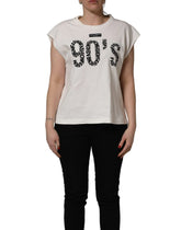 Dolce & Gabbana White Cotton Graphic Sleeveless Tank Top - IT44 | L