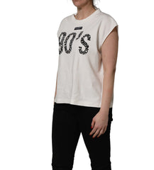 Dolce & Gabbana White Cotton Graphic Sleeveless Tank Top - IT44 | L