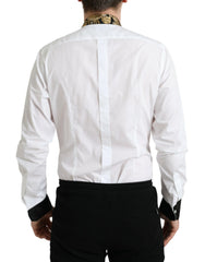 Dolce & Gabbana White Cotton Jacquard Formal GOLD Dress Shirt - IT38 | XS - Shirts