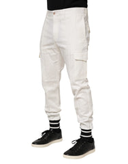 Dolce & Gabbana White Cotton Jogger Cargo Skinny Men Pants - IT50 | L - Joggers