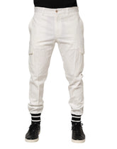 Dolce & Gabbana White Cotton Jogger Cargo Skinny Men Pants - IT50 | L - Joggers
