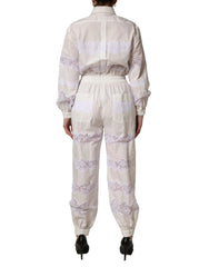 Dolce & Gabbana White Cotton Lace Trim Long Sleeves Jumpsuit - IT40|S