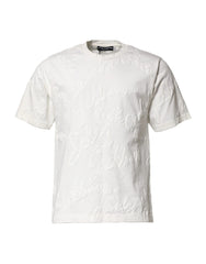 Dolce & Gabbana White Cotton Logo Embossed Crew Neck T-shirt - T-Shirts