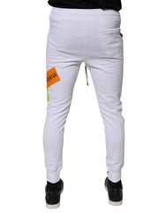 Dolce & Gabbana White Cotton Logo Jogger Pants - IT44 | XS - Joggers
