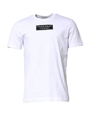 Dolce & Gabbana White Cotton Logo Patch Crew Neck T-shirt - T-Shirts
