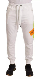 Dolce & Gabbana White Cotton Logo Patch Sweatpants Jogging Pants - IT50 | L - Joggers