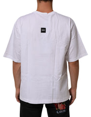 Dolce & Gabbana White Cotton Logo Print Crew Neck T-shirt - IT52 | XL - T-Shirts