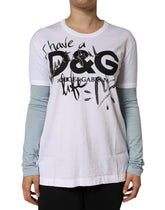 Dolce & Gabbana White Cotton Logo Print Round Neck T-shirt - T-Shirts