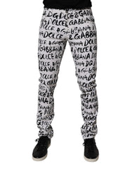 Dolce & Gabbana White Cotton Logo Print Skinny Denim Jeans - IT48 | M - Jeans