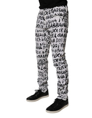 Dolce & Gabbana White Cotton Logo Print Skinny Denim Jeans - IT48 | M - Jeans