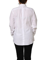Dolce & Gabbana White Cotton Long Sleeve Button-Up Shirt Top