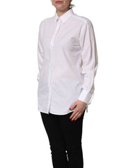 Dolce & Gabbana White Cotton Long Sleeve Button-Up Shirt Top