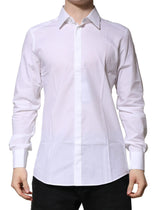 Dolce & Gabbana White Cotton Long Sleeves GOLD Formal Shirt - IT37 | XS - Shirts