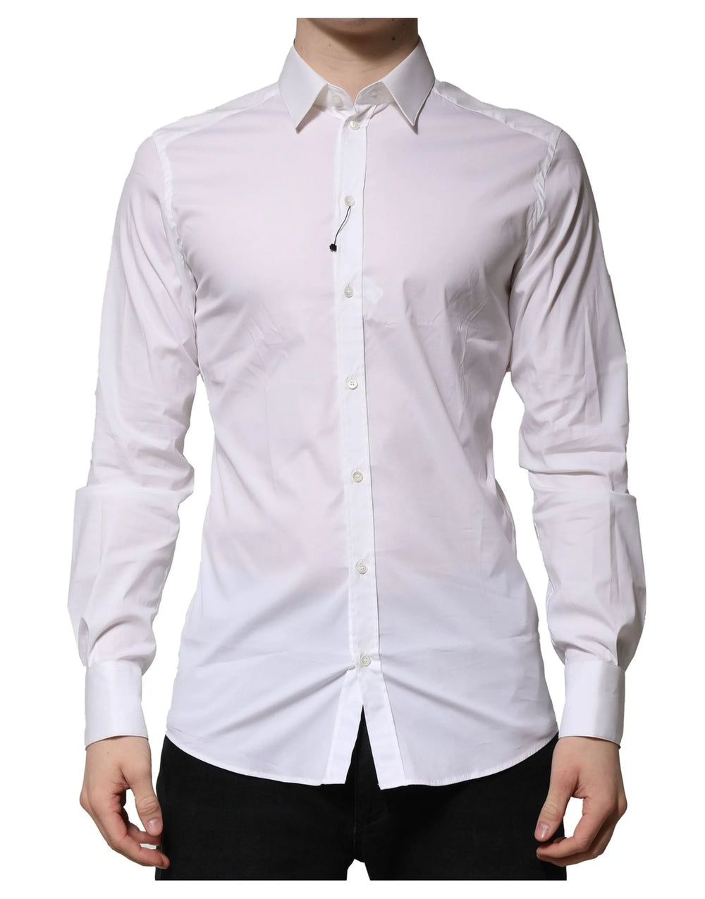 Dolce & Gabbana White Cotton Long Sleeves GOLD Formal Shirt - IT37 | XS - Shirts