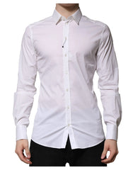 Dolce & Gabbana White Cotton Long Sleeves GOLD Formal Shirt - IT37 | XS - Shirts