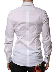 Dolce & Gabbana White Cotton Long Sleeves GOLD Formal Shirt - IT37 | XS - Shirts