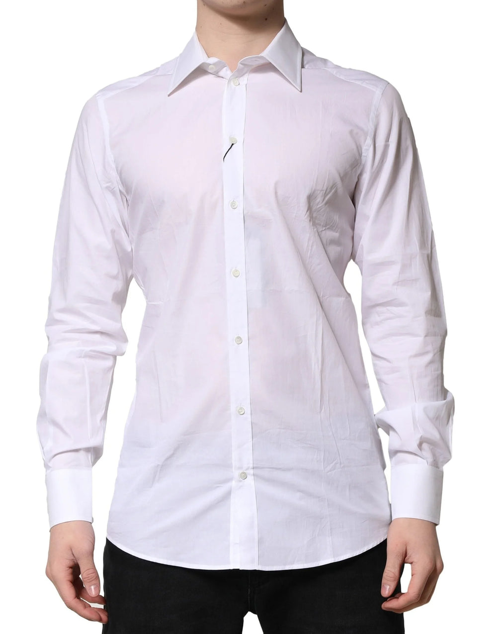 Dolce & Gabbana White Cotton Long Sleeves GOLD Formal Shirt - IT37 | XS - Shirts