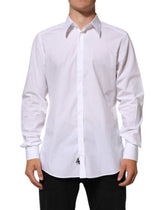 Dolce & Gabbana White Cotton MARTINI Men Formal Dress Shirt - IT42 | XL - Shirts