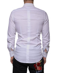 Dolce & Gabbana White Cotton Men Dress GOLD Formal Shirt - IT38 | XS - Shirts