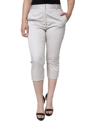 Dolce & Gabbana White Cotton Mid Waist Cropped Skinny Pants - IT44 | L - Trousers