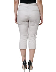 Dolce & Gabbana White Cotton Mid Waist Cropped Skinny Pants - IT44 | L - Trousers