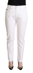 Dolce & Gabbana White Cotton Mid Waist Denim Tapered Jeans - IT40|S - Jeans