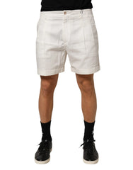 Dolce & Gabbana White Cotton Mid Waist Men Bermuda Shorts - Bermudas