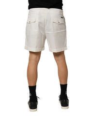 Dolce & Gabbana White Cotton Mid Waist Men Bermuda Shorts - Bermudas