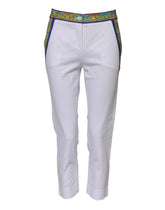Dolce & Gabbana White Cotton Mid Waist Tapered Trouser Pants - IT36|XXS - Trousers