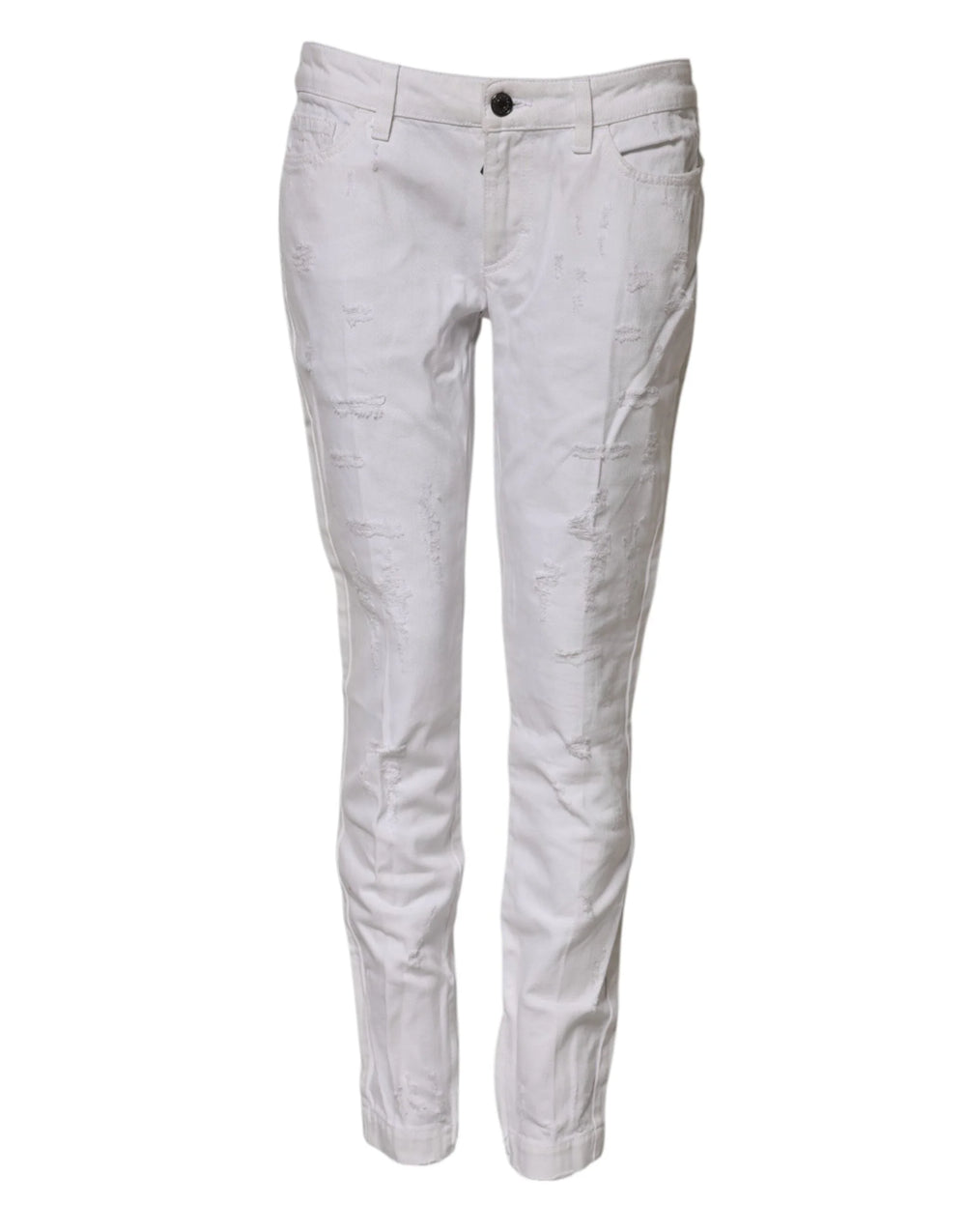 Dolce & Gabbana White Cotton Mid Waisted Women Denim Jeans - IT42|M - Jeans