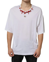 Dolce & Gabbana White Cotton Necklace Embellished T-shirt - IT58 | 3XL - T-Shirts