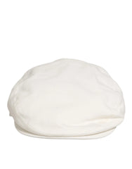 Dolce & Gabbana White Cotton Newsboy Cloth Capello Men Cap Hat - 57 cm|S - Flat Caps
