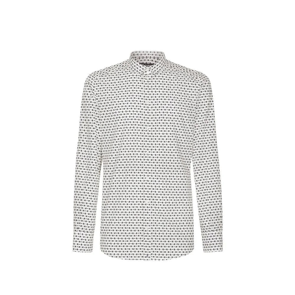 Dolce & Gabbana White Cotton Pattern Shirt - 41