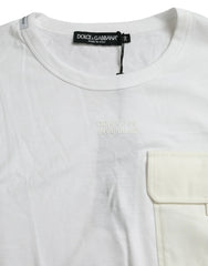 Dolce & Gabbana White Cotton Pocket Short Sleeves T-shirt - IT56 | XXL - T-Shirts