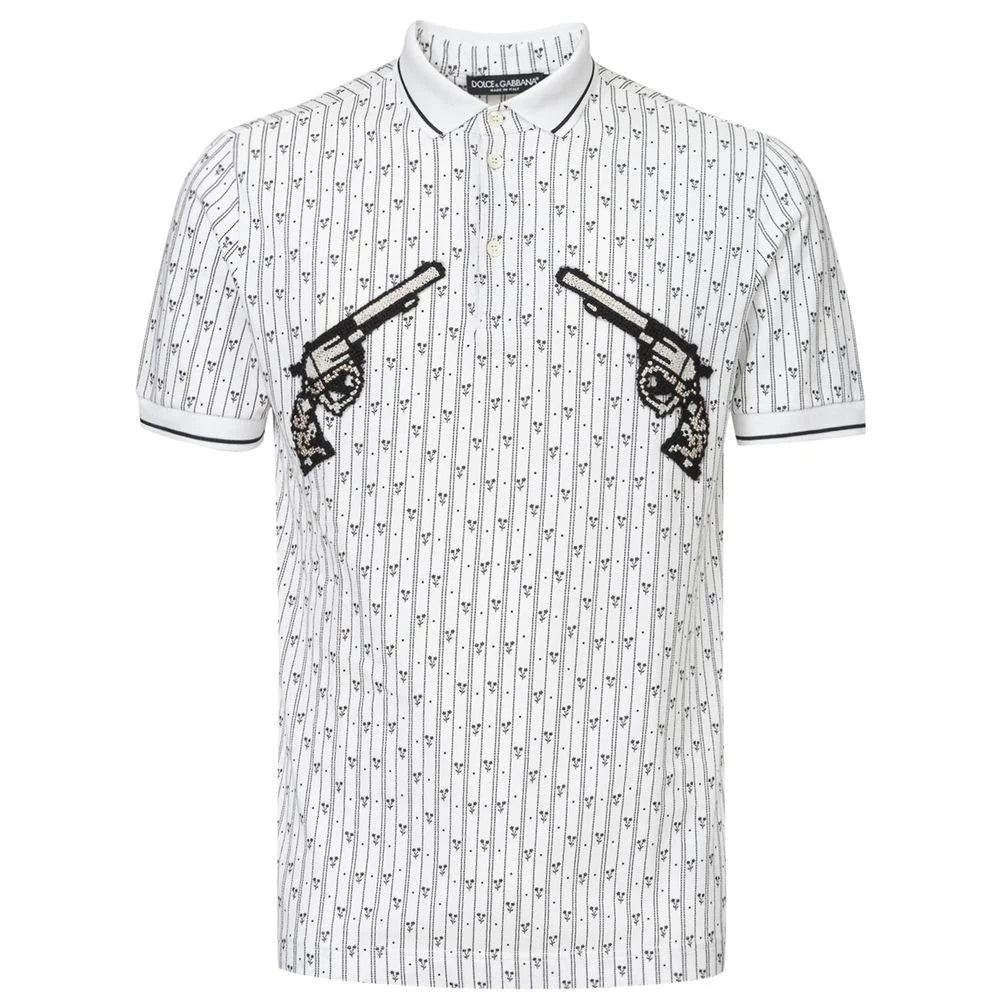 Dolce & Gabbana White Cotton Polo Shirt - IT46 | S - Polos