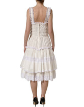 Dolce & Gabbana White Cotton Poplin Ruffled Midi Dress - IT36|XXS
