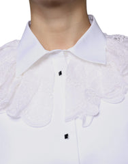 Dolce & Gabbana White Cotton Poplin Shirt Dress Blouse Top - IT44 | L - Blouses