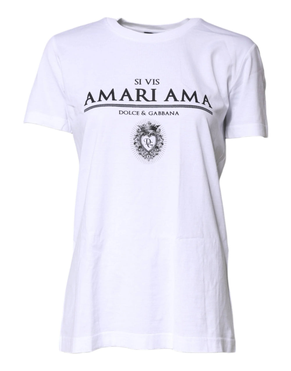 Dolce & Gabbana White Cotton Printed Round Neck Top T-shirt - IT36|XXS - T-Shirts