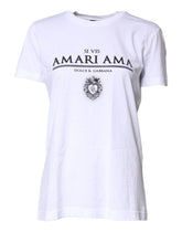 Dolce & Gabbana White Cotton Printed Round Neck Top T-shirt - IT36|XXS - T-Shirts