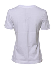 Dolce & Gabbana White Cotton Round Neck Short Sleeves T-shirt - IT40|S - T-Shirts