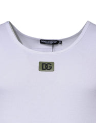 Dolce & Gabbana White Cotton Round Neck Sleeveless T-shirt - IT48 | M - Tank Tops