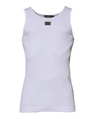 Dolce & Gabbana White Cotton Round Neck Sleeveless T-shirt - IT48 | M - Tank Tops