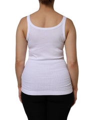 Dolce & Gabbana White Cotton Round Neck Sleeveless Tank Top - Tank Tops